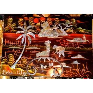 Vintage Mother-of-Pearl Inlay Lacquer Panel — Signed Brian O’Day Very Rare
